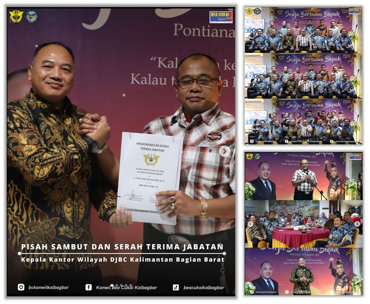 Pisah Sambut dan Serah Terima Jabatan Kepala Kantor Wilayah DJBC Kalimantan Bagian Barat