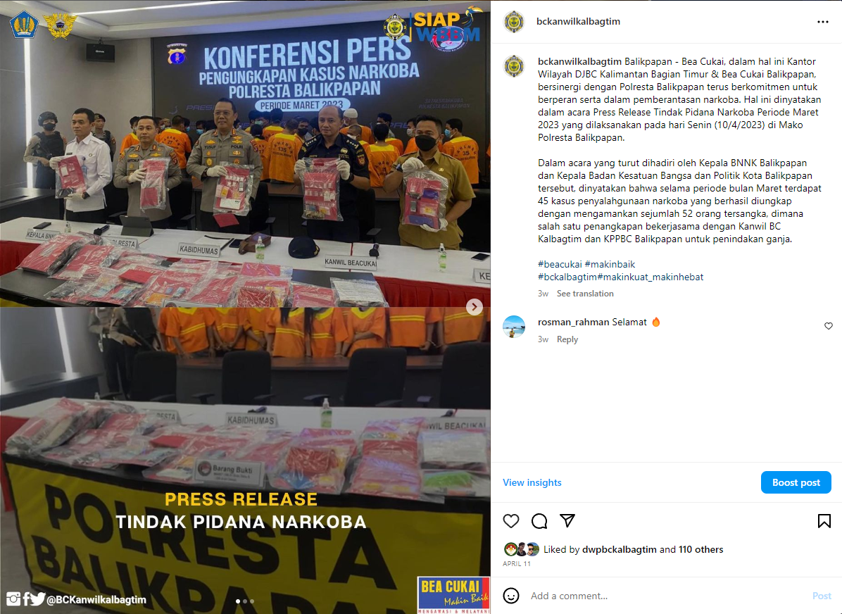 Press Release Tindak Pidana Narkoba