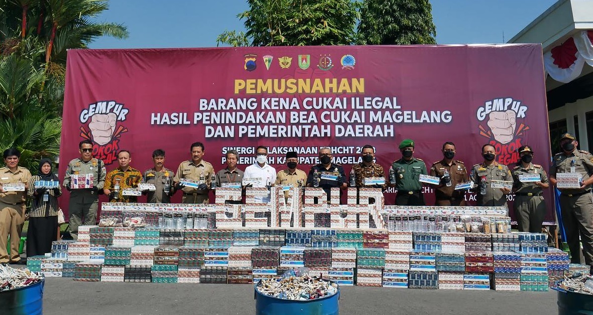 Pemerintah Kabupaten Magelang dan Bea Cukai Musnahkan Rokok Ilegal