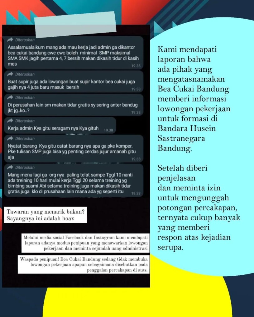 Waspada Penipuan Lowongan Pekerjaan Bea Cukai Bandung 