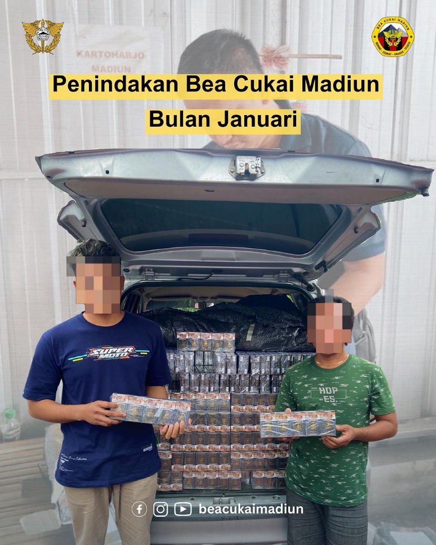 Penindakan Bea Cukai Madiun Bulan Januari