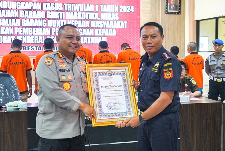 Polresta Mataram Apresiasi Bea Cukai Mataram Atas Sinergitas Pengungkapan Kasus Narkoba