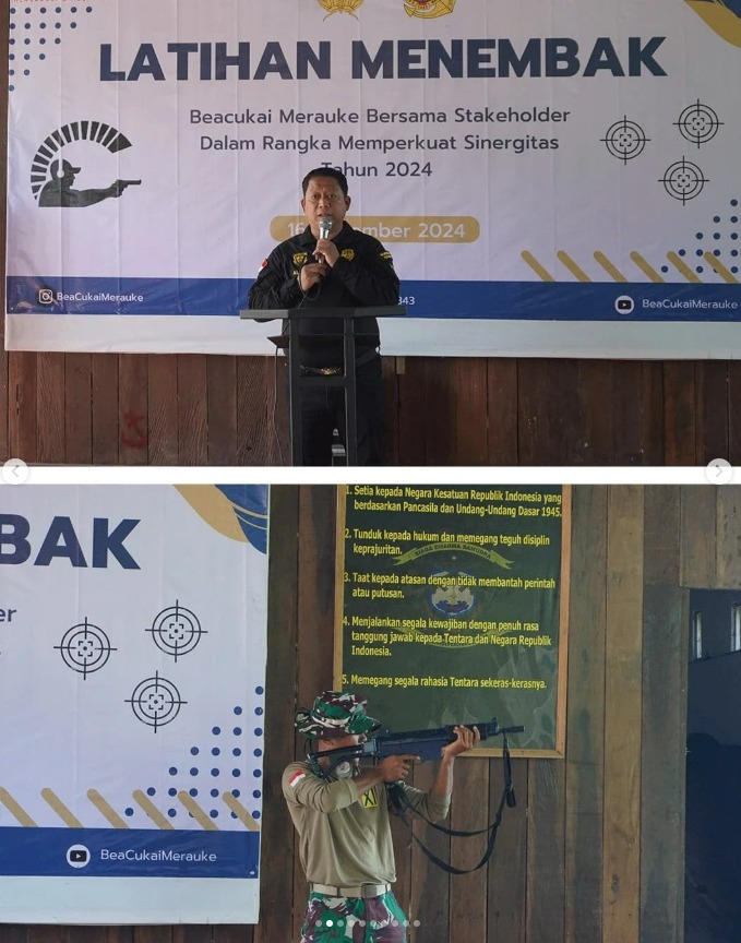 Bea Cukai Merauke menggelar latihan menembak.
