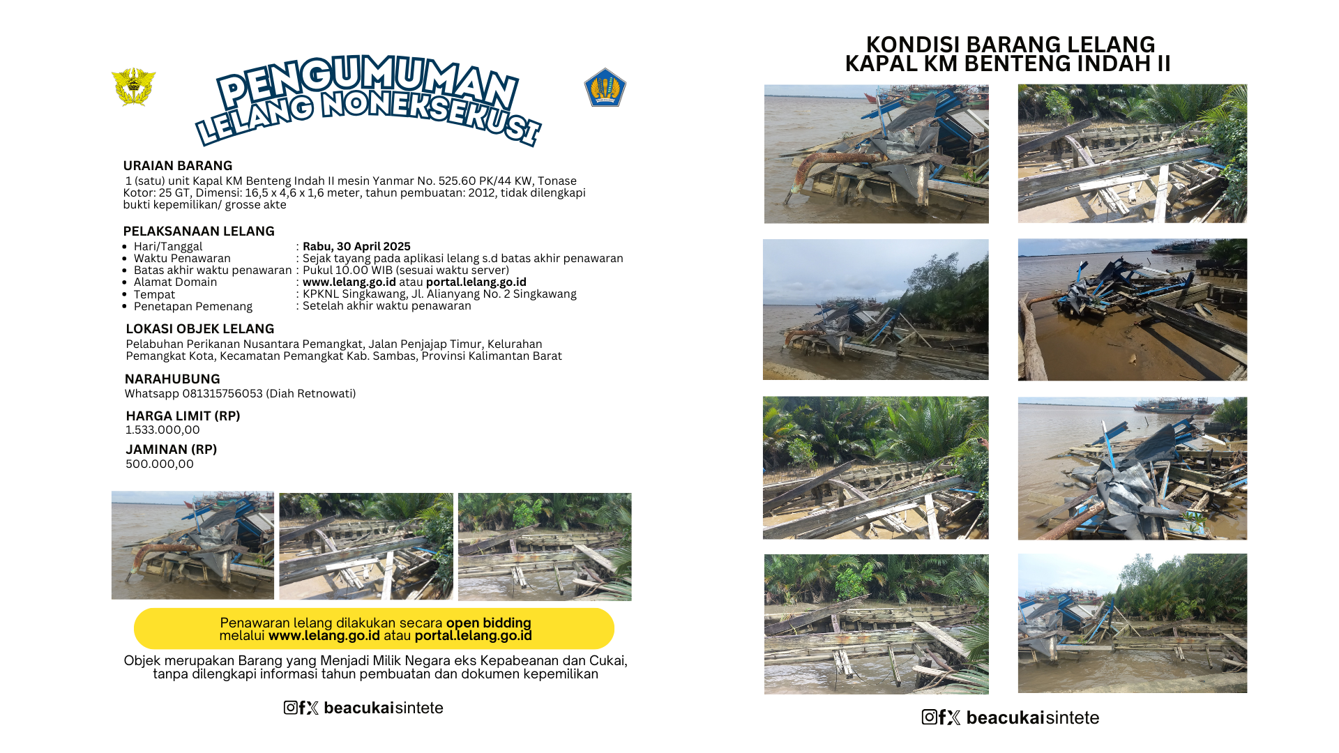 PENGUMUMAN LELANG NONEKSEKUSI BARANG MILIK NEGARA