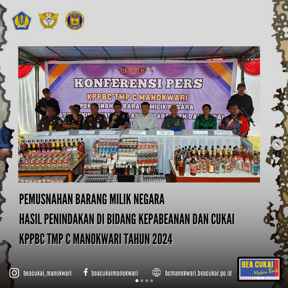 Bea Cukai Manokwari Melakukan Kegiatan Pemusnahan Barang Milik Negara Hasil Penindakan