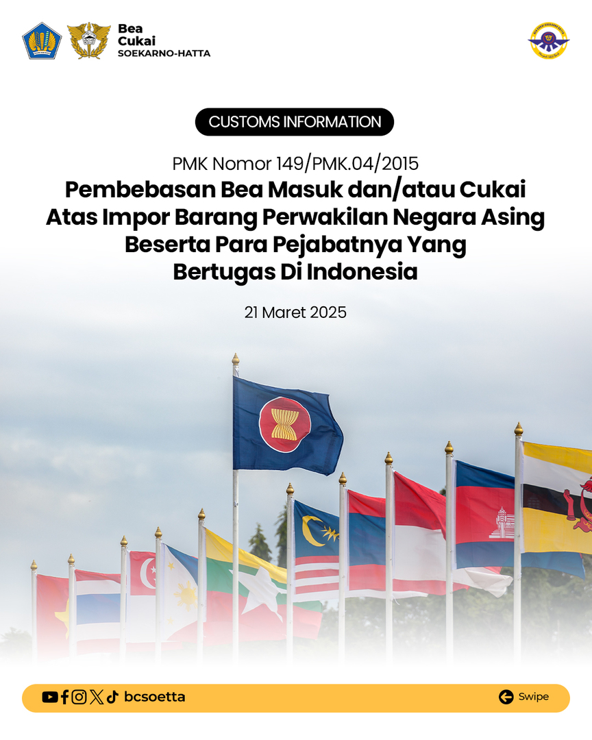 Pembebasan Bea Masuk dan/atau Cukai Atas Impor Baranag Perwakilan Negara Asing Beserta Para Pejabatnya Yang Bertugas di Indonesia