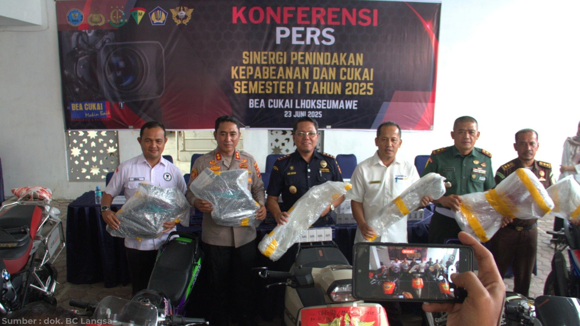 Bea Cukai Lhokseumawe dan Aparat Gabungan Gagalkan Peredaran Barang Impor Ilegal, Rokok Ilegal dan Ratusan Kilogram Narkotika