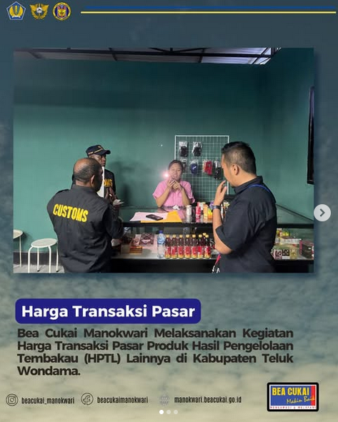 Bea Cukai Manokwari Laksanakan Pemantauan dan Edukasi Hasil Pengolahan Tembakau Lainnya (HPTL) di Wasior, Teluk Wondama
