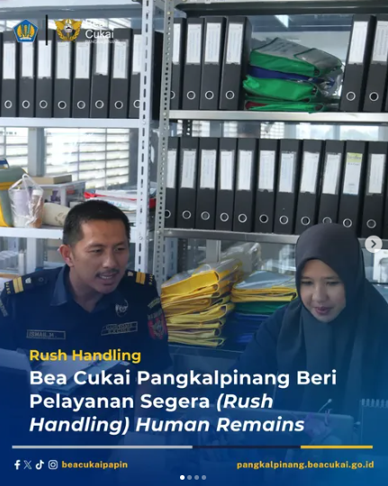 Bea Cukai Pangkalpinang Beri Fasilitas Rush Handling Human Remains