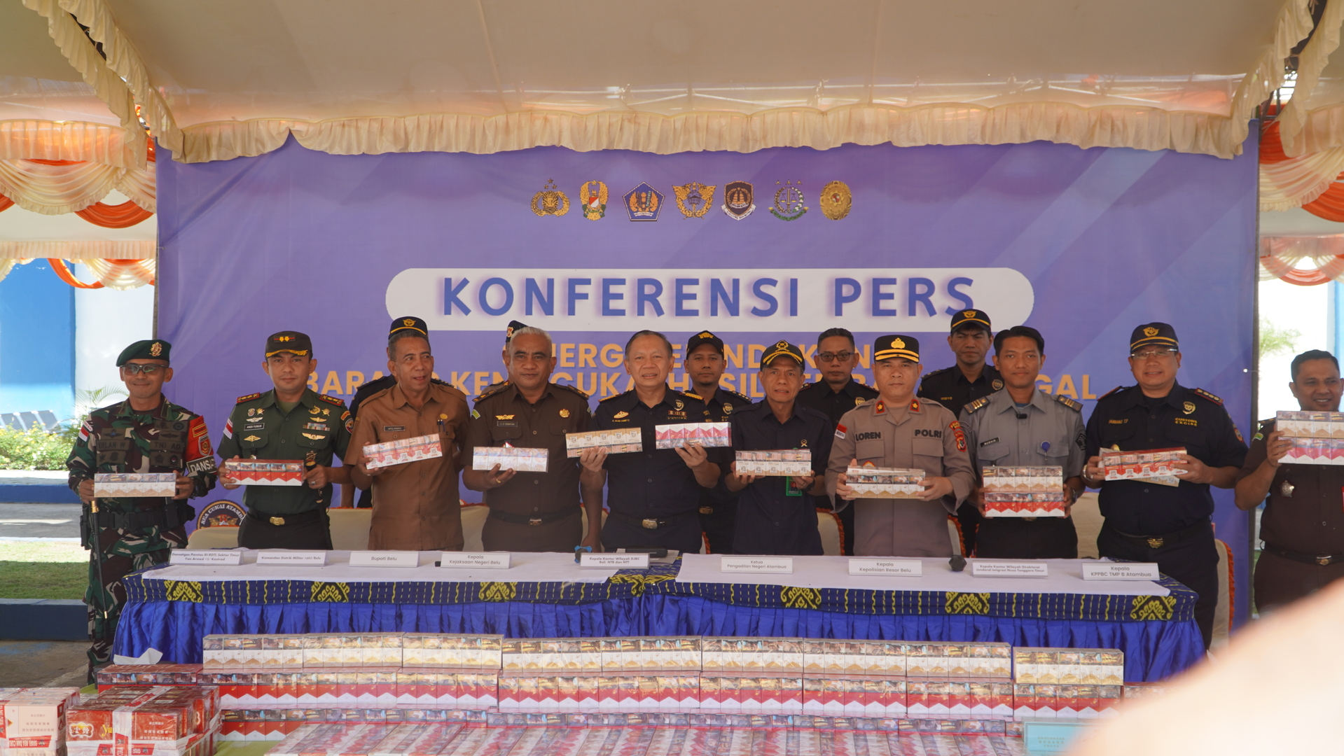Sinergi Bea Cukai Atambua, Kanwil DJBC Bali, NTB dan NTT, Imigrasi, Kepolisian Resor Belu dan Kepolisian Resor Timor Tengah Utara Gagalkan Peredaran 11 Juta Batang Rokok Ilegal