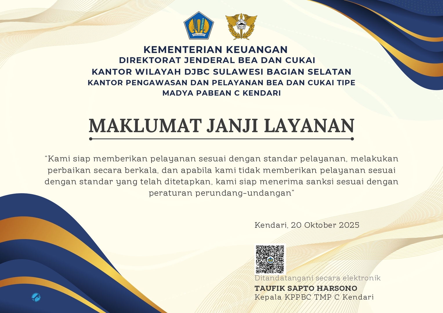 Standar Layanan KPPBC TMP C Kendari
