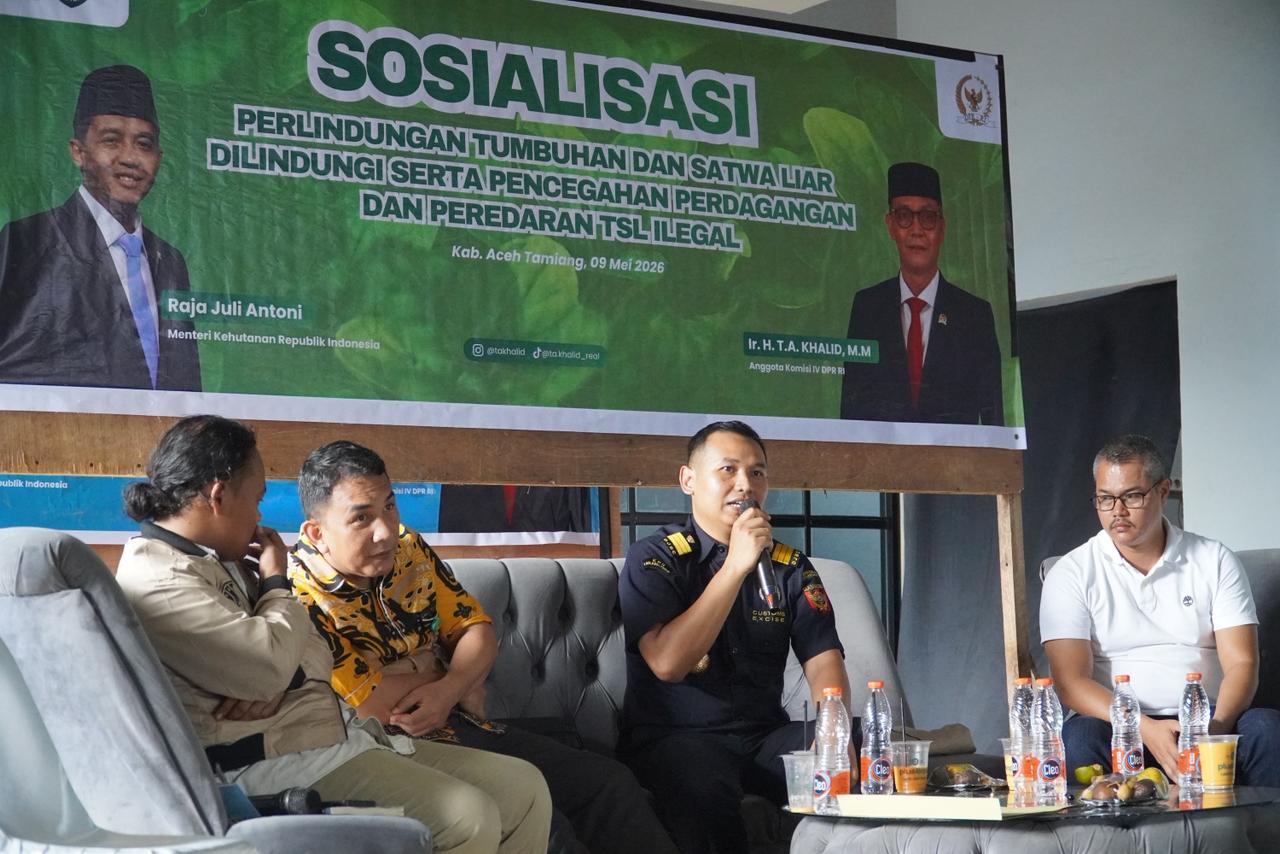 Kolaborasi Bea Cukai Langsa dan Balai Gakkum Kehutanan Wilayah Sumatera, Edukasi Masyarakat Cegah Perdagangan dan Peredaran Ilegal Tumbuhan dan Satwa Liar (TSL) Dilindungi 