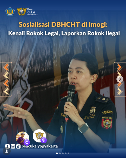 Bea Cukai Yogyakarta bersama Satuan Polisi Pamong Praja (Satpol PP) Kabupaten Bantul melaksanakan kegiatan sosialisasi Dana Bagi Hasil Cukai Hasil Tembakau (DBHCHT) di Kelurahan Kebonagung